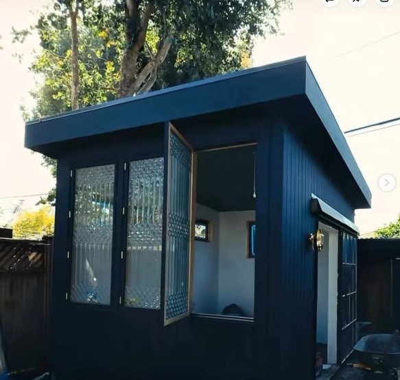 Detached navy blue ADU studio